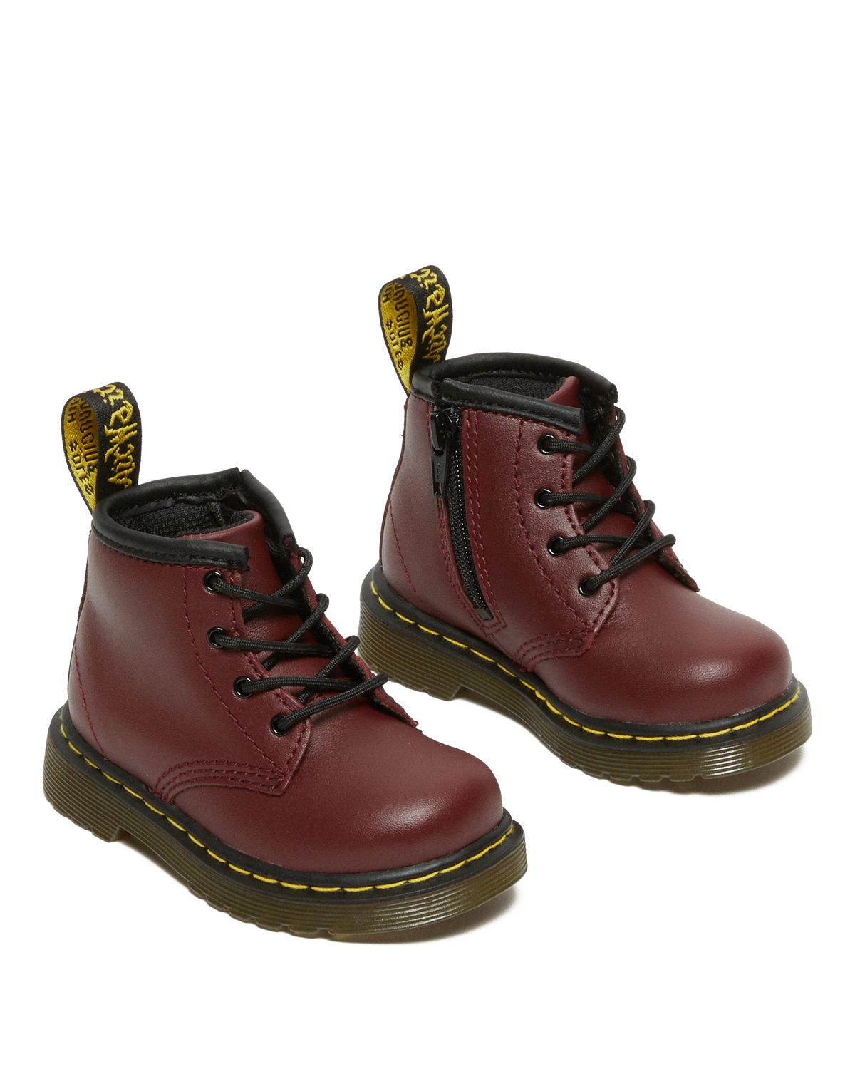 Infant 1460 Softy T Leather Lace Up Boots in Cherry Red