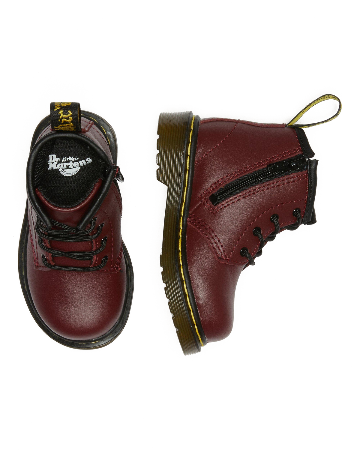 Infant 1460 Softy T Leather Lace Up Boots in Cherry Red
