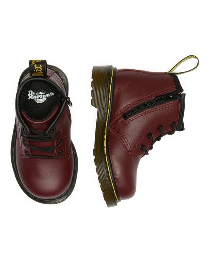 Infant 1460 Softy T Leather Lace Up Boots in Cherry Red