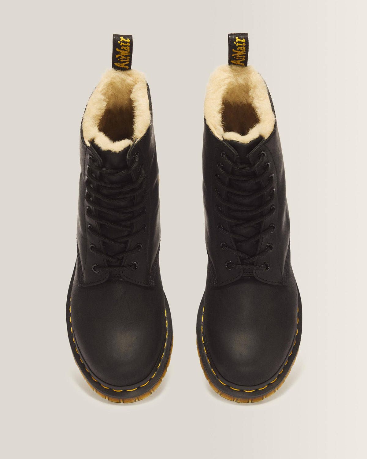 1460 Women's Faux Fur Lined Lace Up Boots in Black