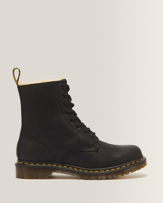 1460 Women's Faux Fur Lined Lace Up Boots in Black