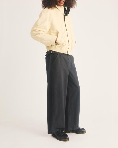 Adrian Yellow Stitch Leather Tassel Loafers in Black