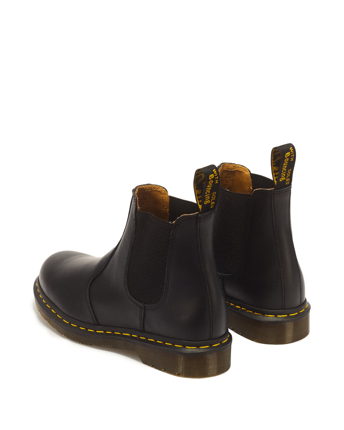 2976 Yellow Stitch Smooth Leather Chelsea Boots in Black