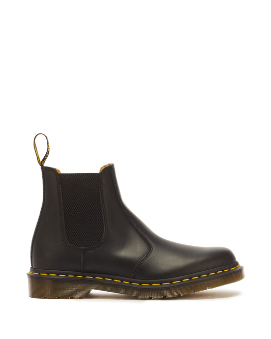 2976 Yellow Stitch Smooth Leather Chelsea Boots in Black