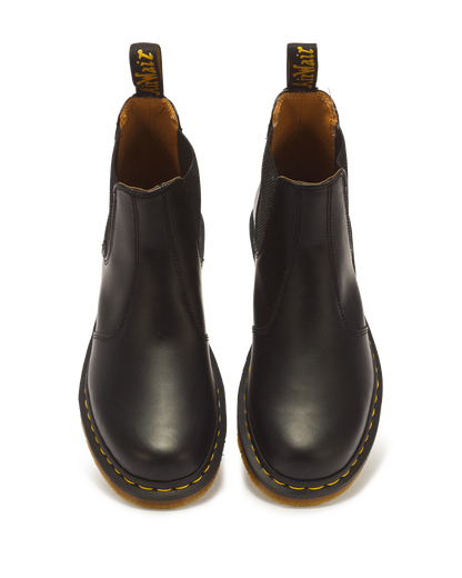 2976 Yellow Stitch Smooth Leather Chelsea Boots in Black