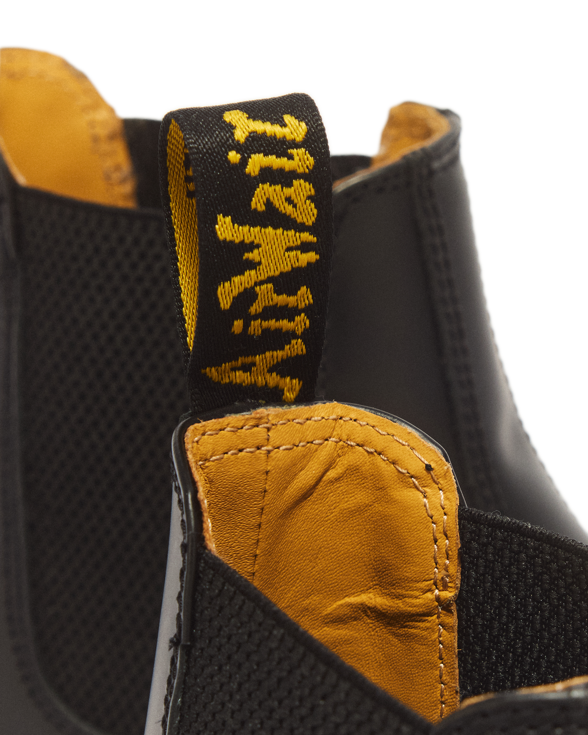 2976 Yellow Stitch Smooth Leather Chelsea Boots in Black