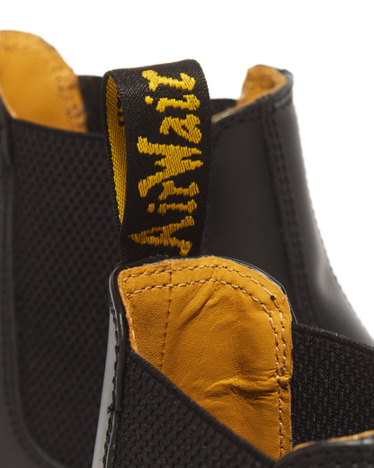 2976 Yellow Stitch Smooth Leather Chelsea Boots in Black