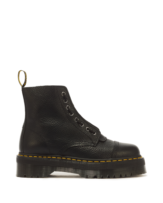Sinclair Milled Nappa Leather Platform Boots in Black Milled Nappa