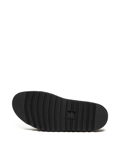 Myles Brando Leather Buckle Slide Sandals in Black Brando