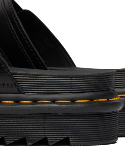 Myles Brando Leather Buckle Slide Sandals in Black Brando
