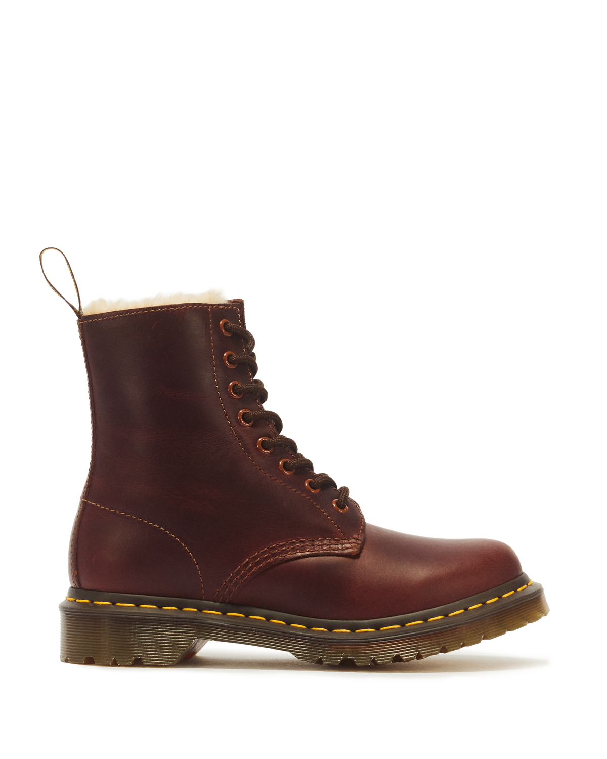 1460 Women's Faux Fur Lined Lace Up Boots in Butterscotch