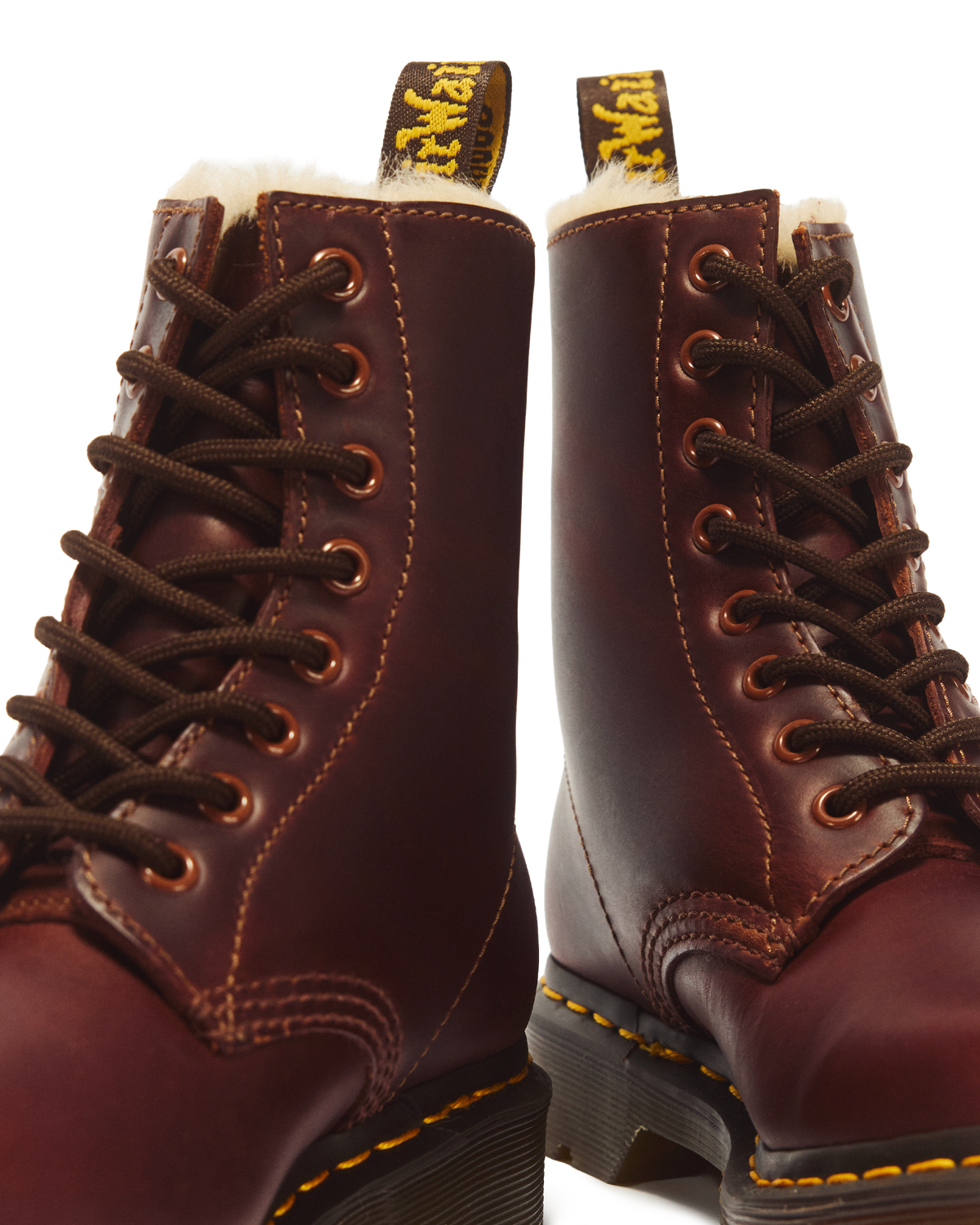 1460 Women's Faux Fur Lined Lace Up Boots in Butterscotch
