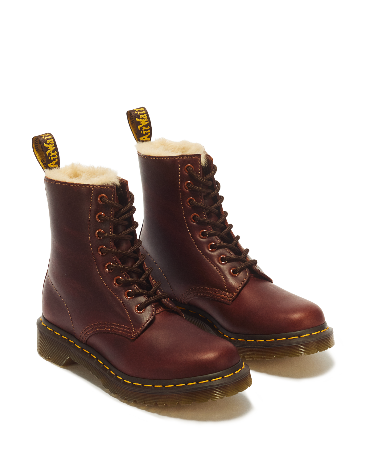1460 Women's Faux Fur Lined Lace Up Boots in Butterscotch