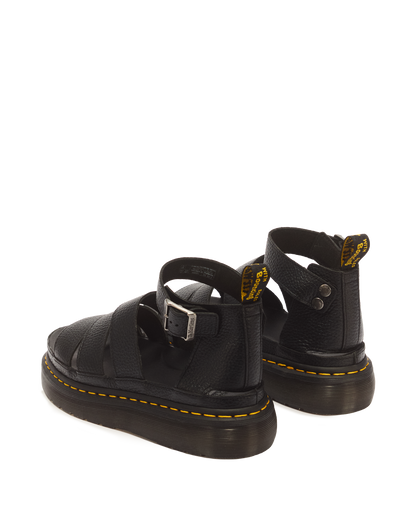 Clarissa II Women's Leather Platform Sandals in Black Milled Nappa