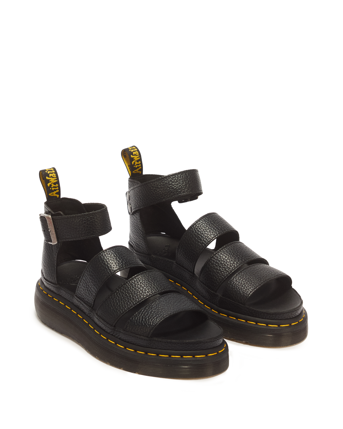 Clarissa II Women's Leather Platform Sandals in Black Milled Nappa