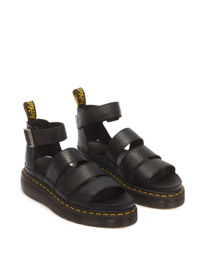 Clarissa II Women's Leather Platform Sandals in Black Milled Nappa