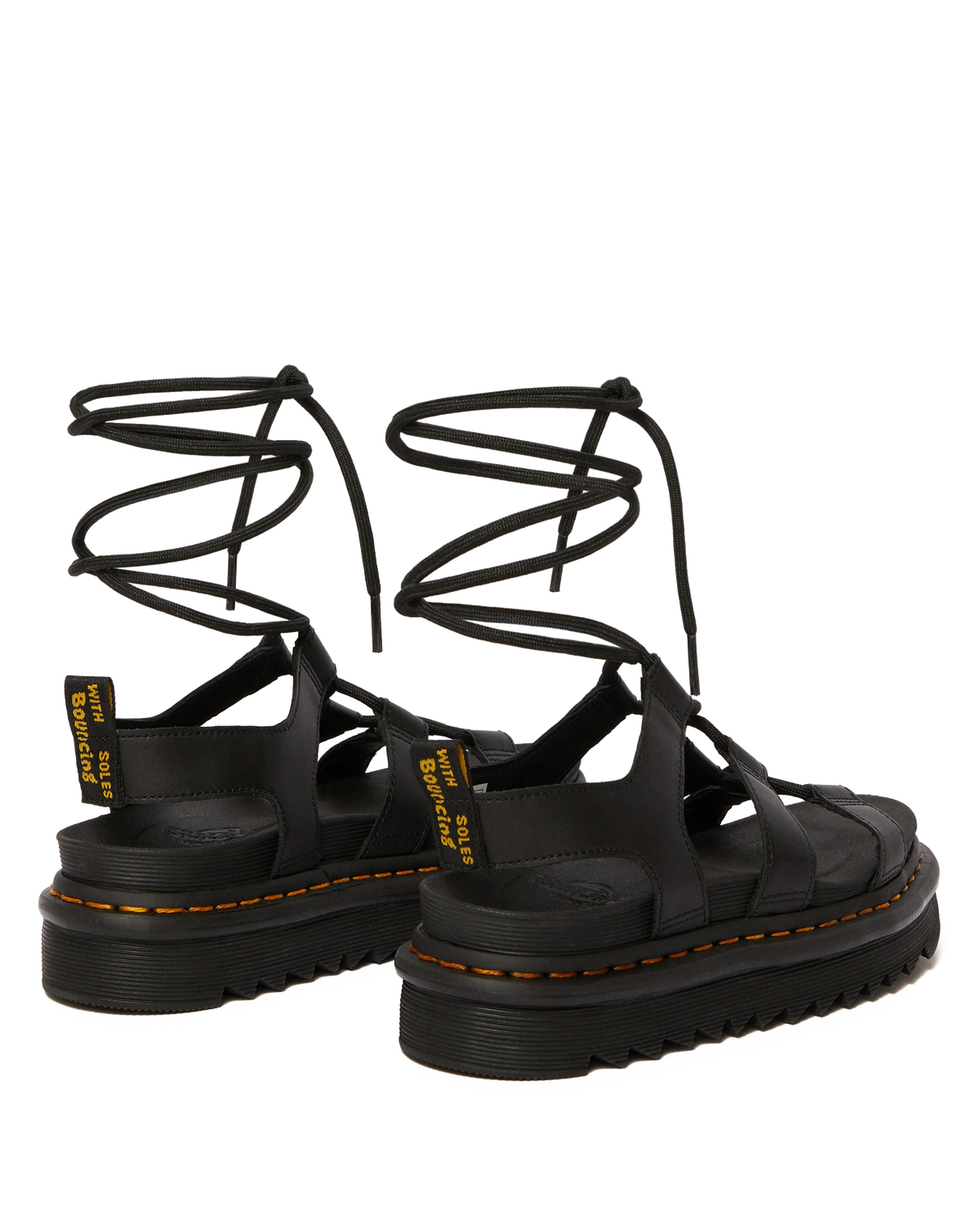 Nartilla Women's Leather Gladiator Sandals in Black