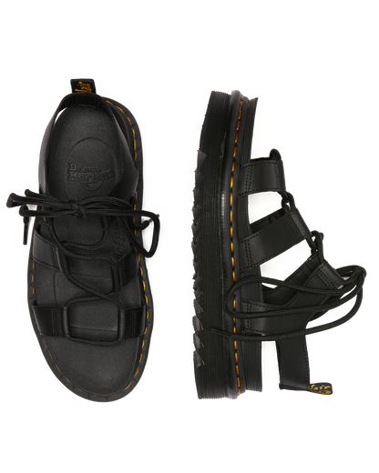 Nartilla Women's Leather Gladiator Sandals in Black
