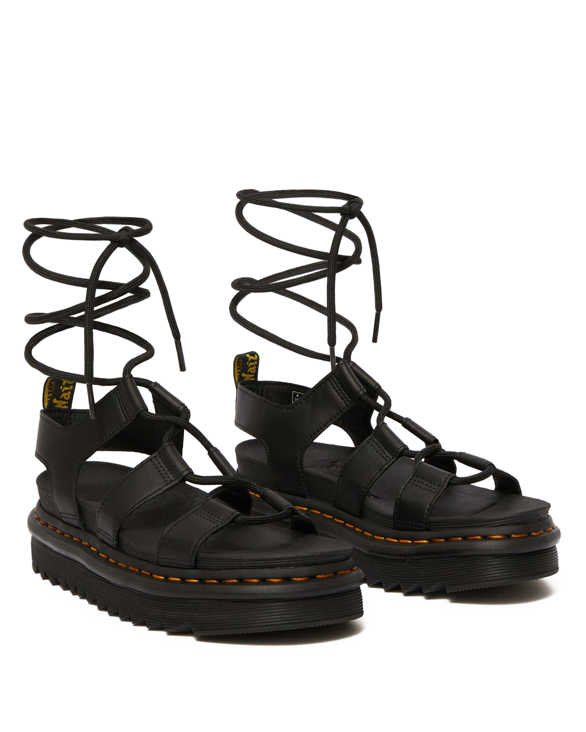 Nartilla Women's Leather Gladiator Sandals in Black