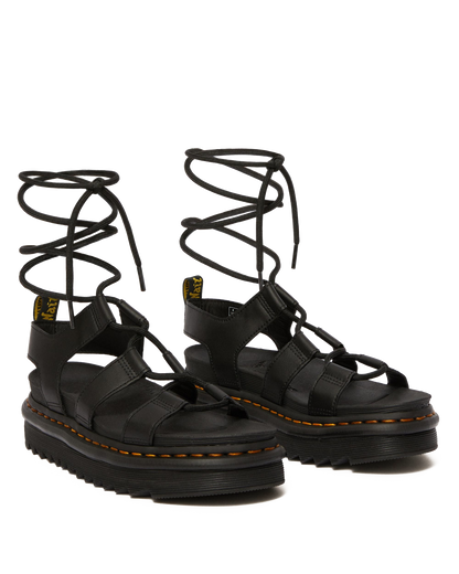 Nartilla Women's Leather Gladiator Sandals in Black