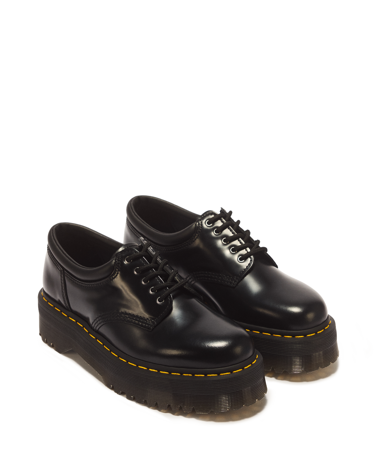 8053 Leather Platform Casual Shoes in Black