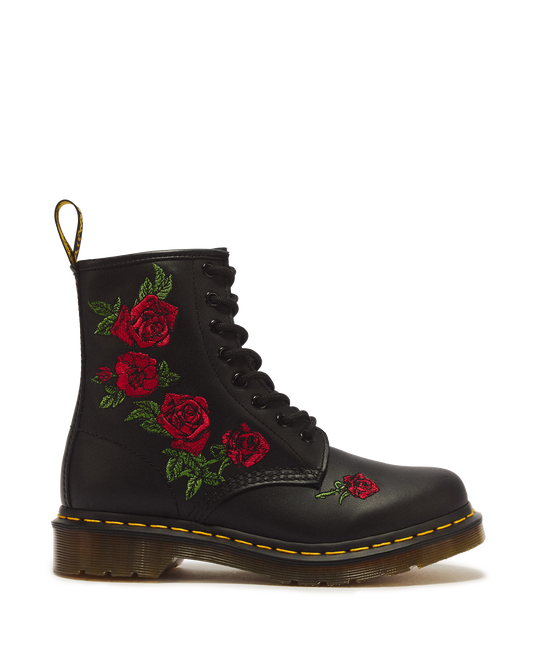 1460 Vonda Floral Leather Lace Up Boots in Black