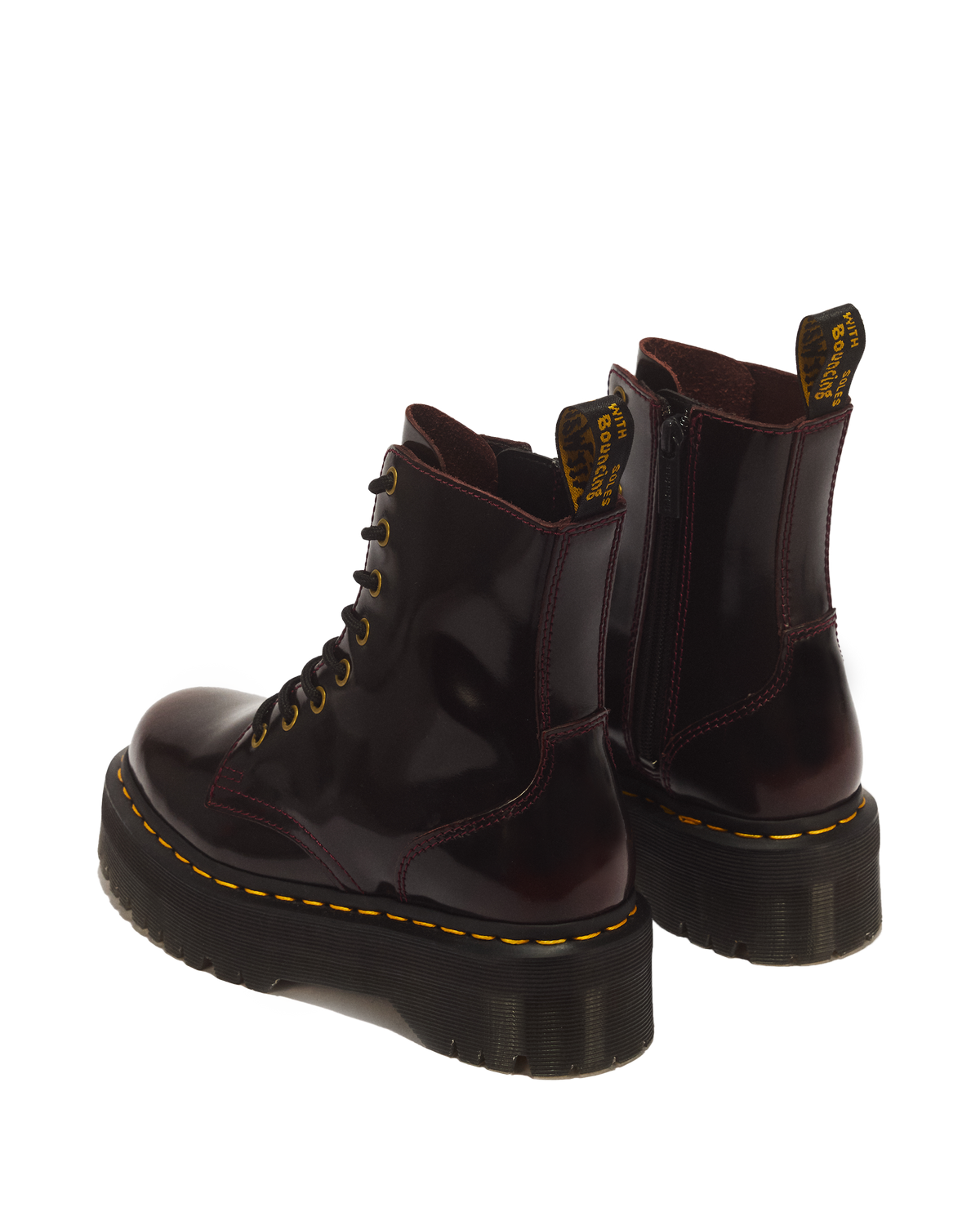 Jadon Arcadia Leather Platform Boots in Cherry Red Arcadia