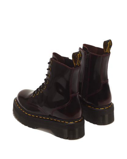 Jadon Arcadia Leather Platform Boots in Cherry Red Arcadia
