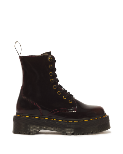 Jadon Arcadia Leather Platform Boots in Cherry Red Arcadia