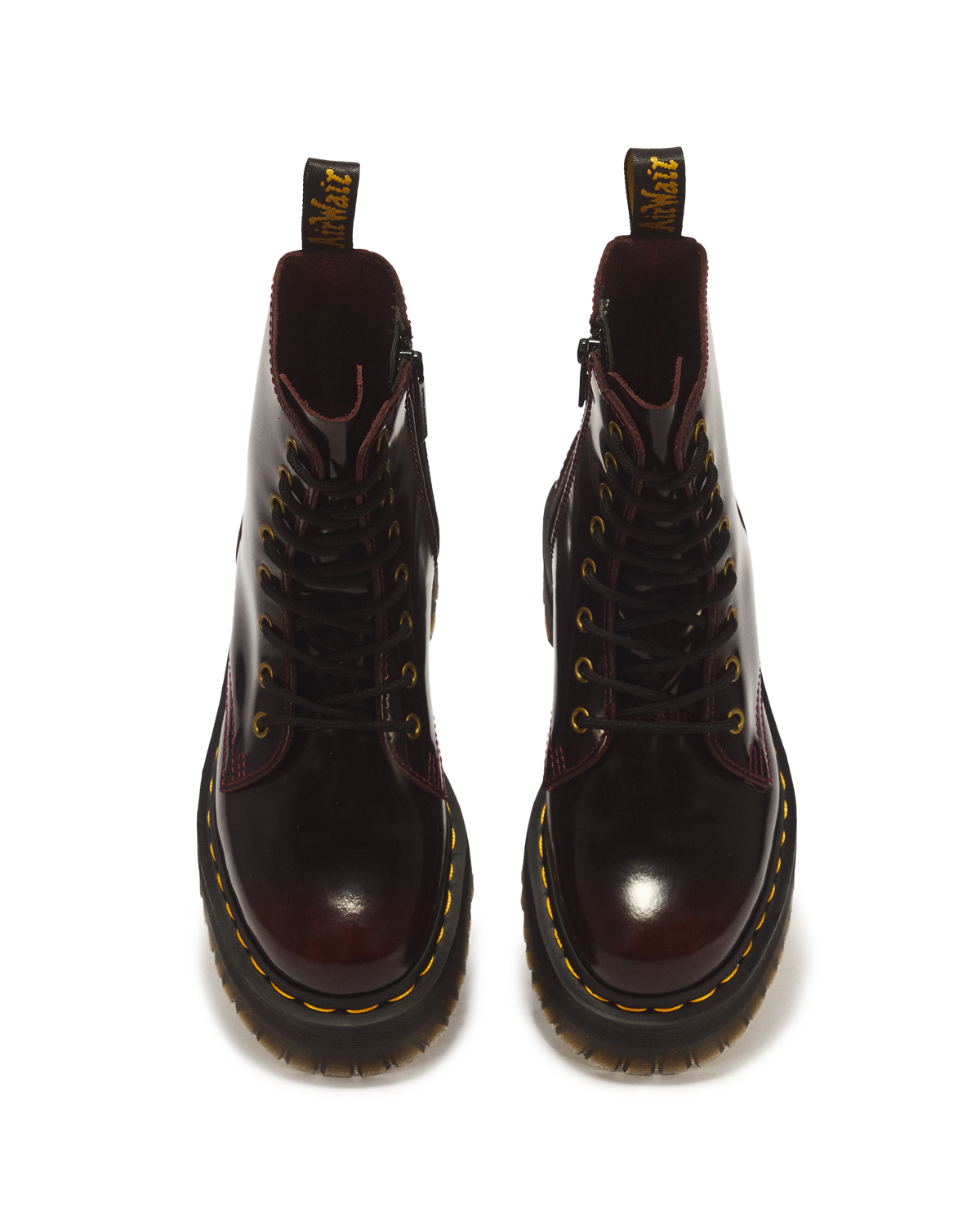 Jadon Arcadia Leather Platform Boots in Cherry Red Arcadia