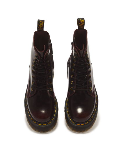 Jadon Arcadia Leather Platform Boots in Cherry Red Arcadia