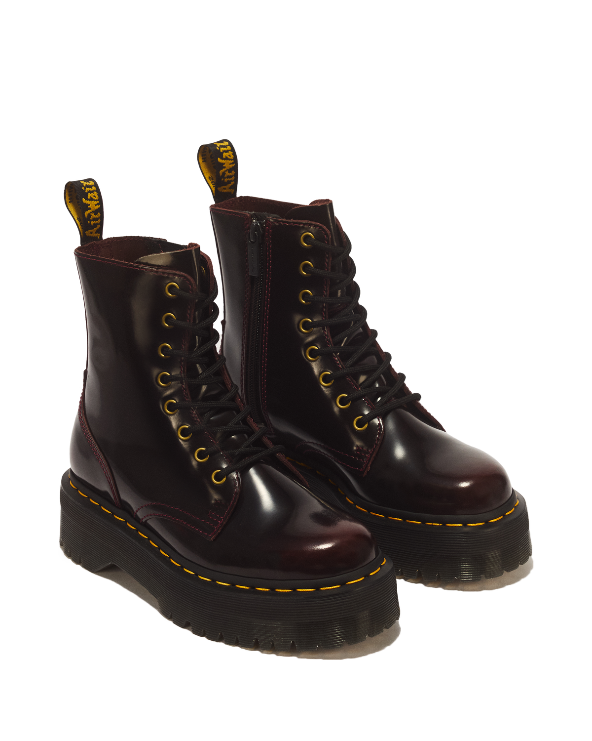 Jadon Arcadia Leather Platform Boots in Cherry Red Arcadia