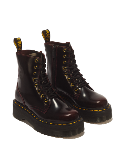 Jadon Arcadia Leather Platform Boots in Cherry Red Arcadia