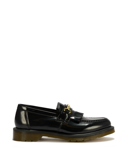 Adrian Snaffle Smooth Leather Kiltie Loafers in Black