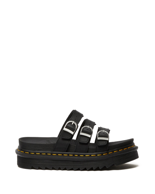 Blaire Leather Slide Sandals in Black