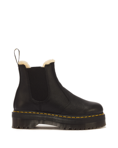 2976 Faux Fur Lined Platform Chelsea Boots in Black