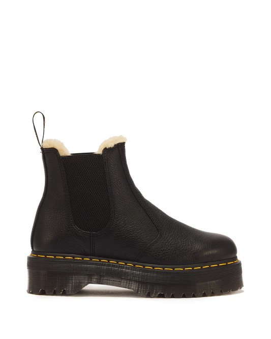 2976 Faux Fur Lined Platform Chelsea Boots in Black