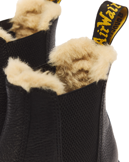 2976 Faux Fur Lined Platform Chelsea Boots in Black