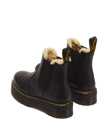 2976 Faux Fur Lined Platform Chelsea Boots in Black