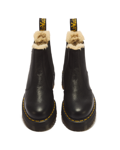 2976 Faux Fur Lined Platform Chelsea Boots in Black