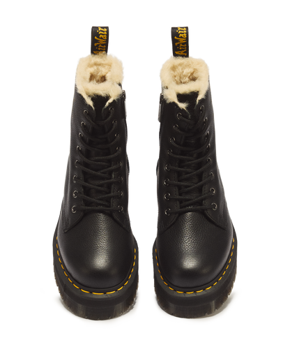 Jadon Boot Leather Faux Fur Lined Platforms in Black