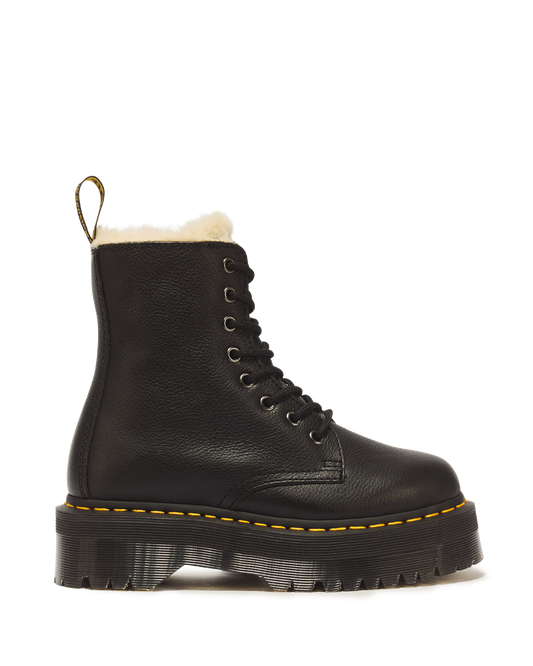 Jadon Boot Leather Faux Fur Lined Platforms in Black