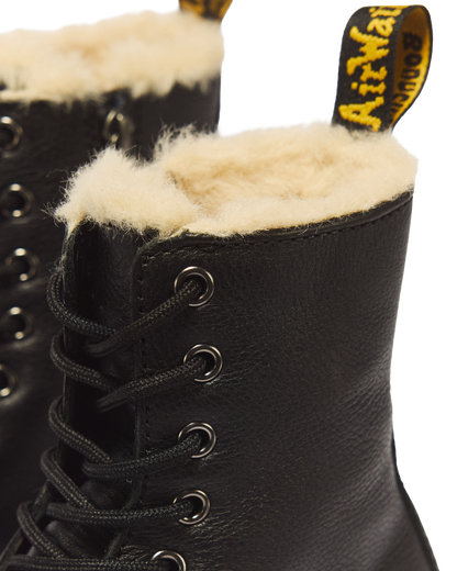 Jadon Boot Leather Faux Fur Lined Platforms in Black