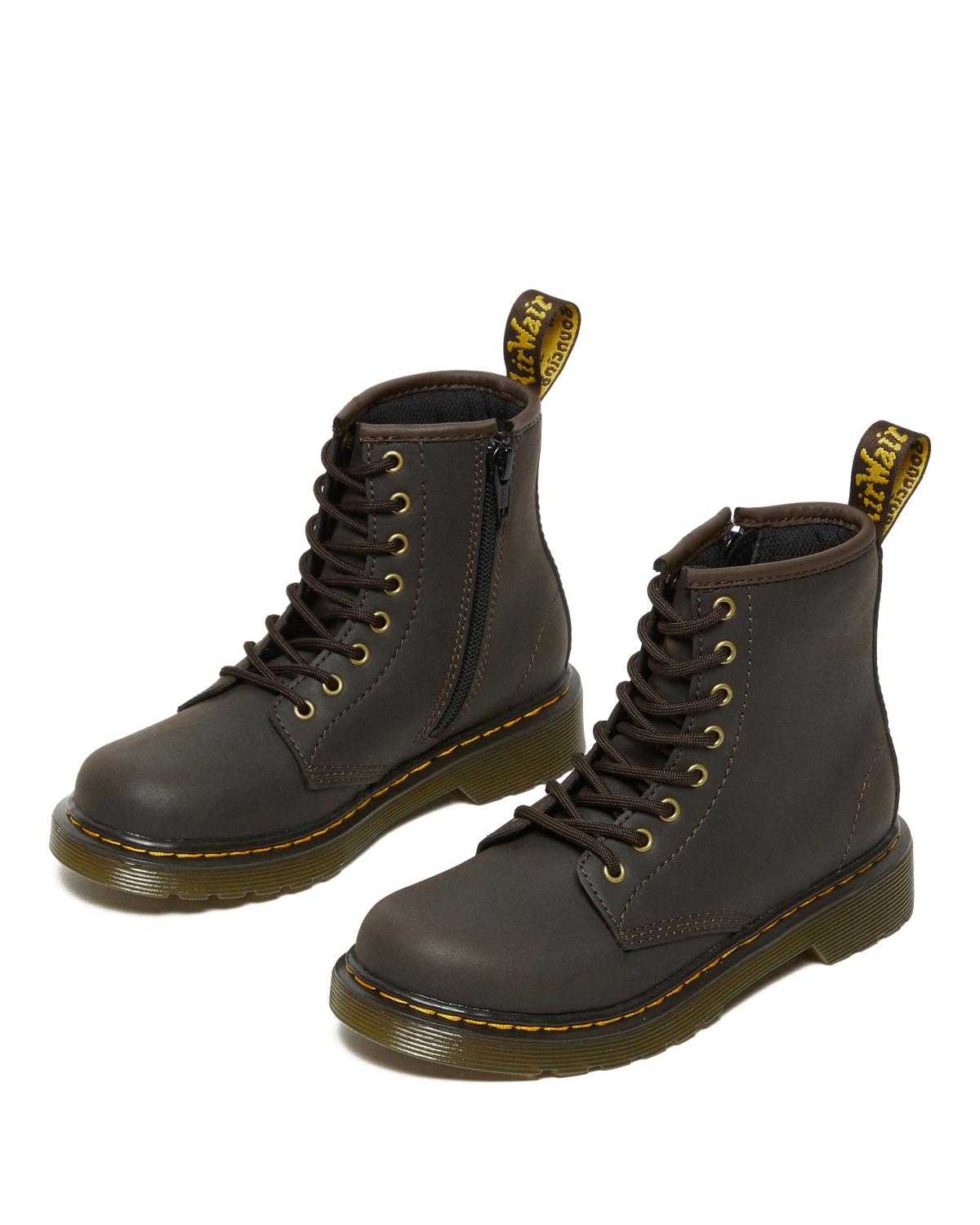 Junior 1460 Wildhorse Leather Lace Up Boots in Dark Brown