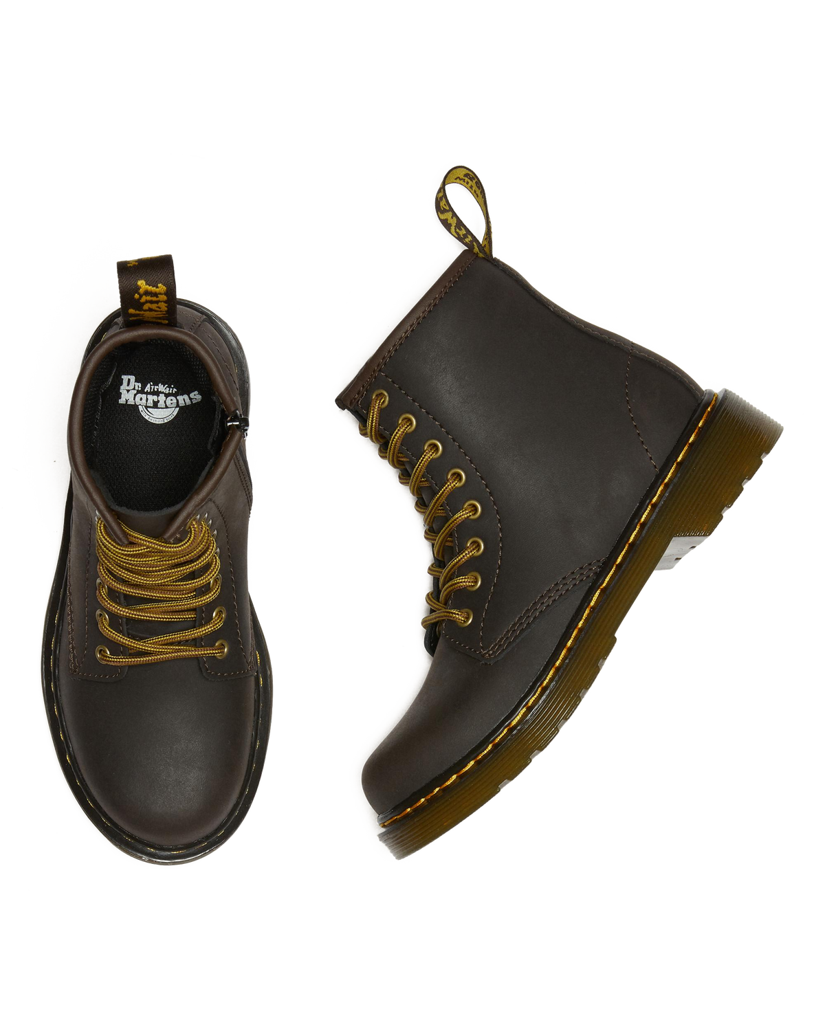Junior 1460 Wildhorse Leather Lace Up Boots in Dark Brown