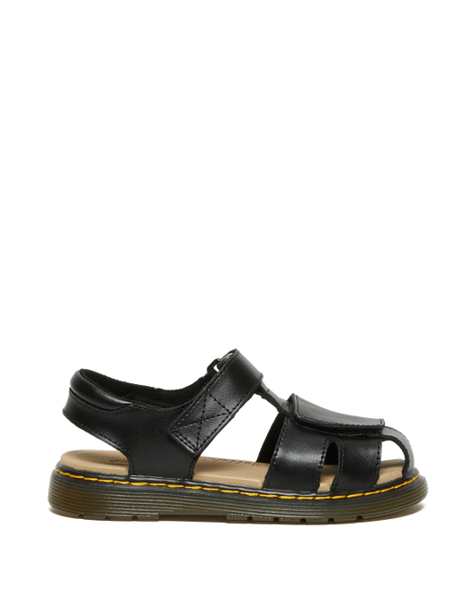 Junior Moby II Leather Velcro Sandals in Black
