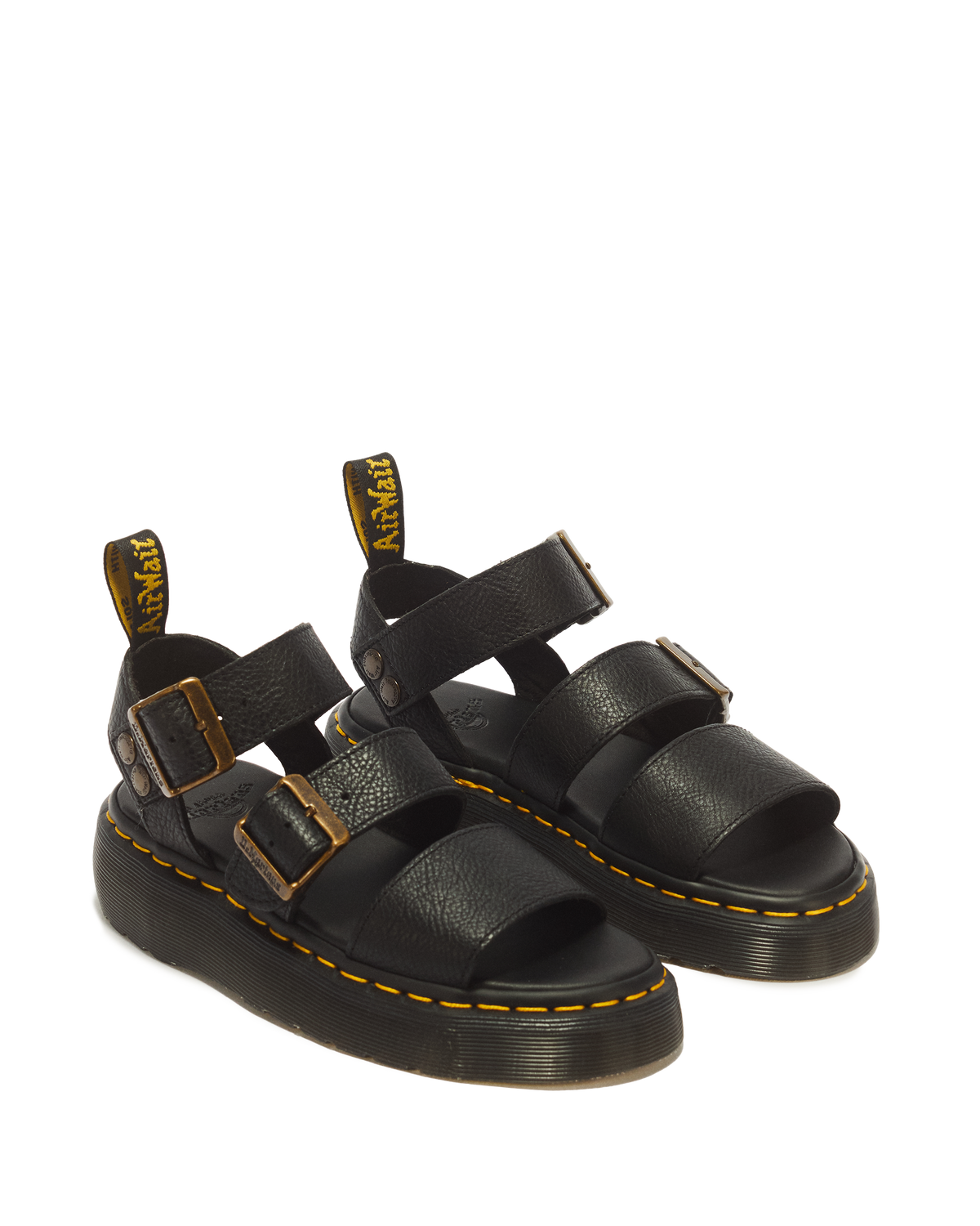 Gryphon Pisa Leather Platform Sandals in Black