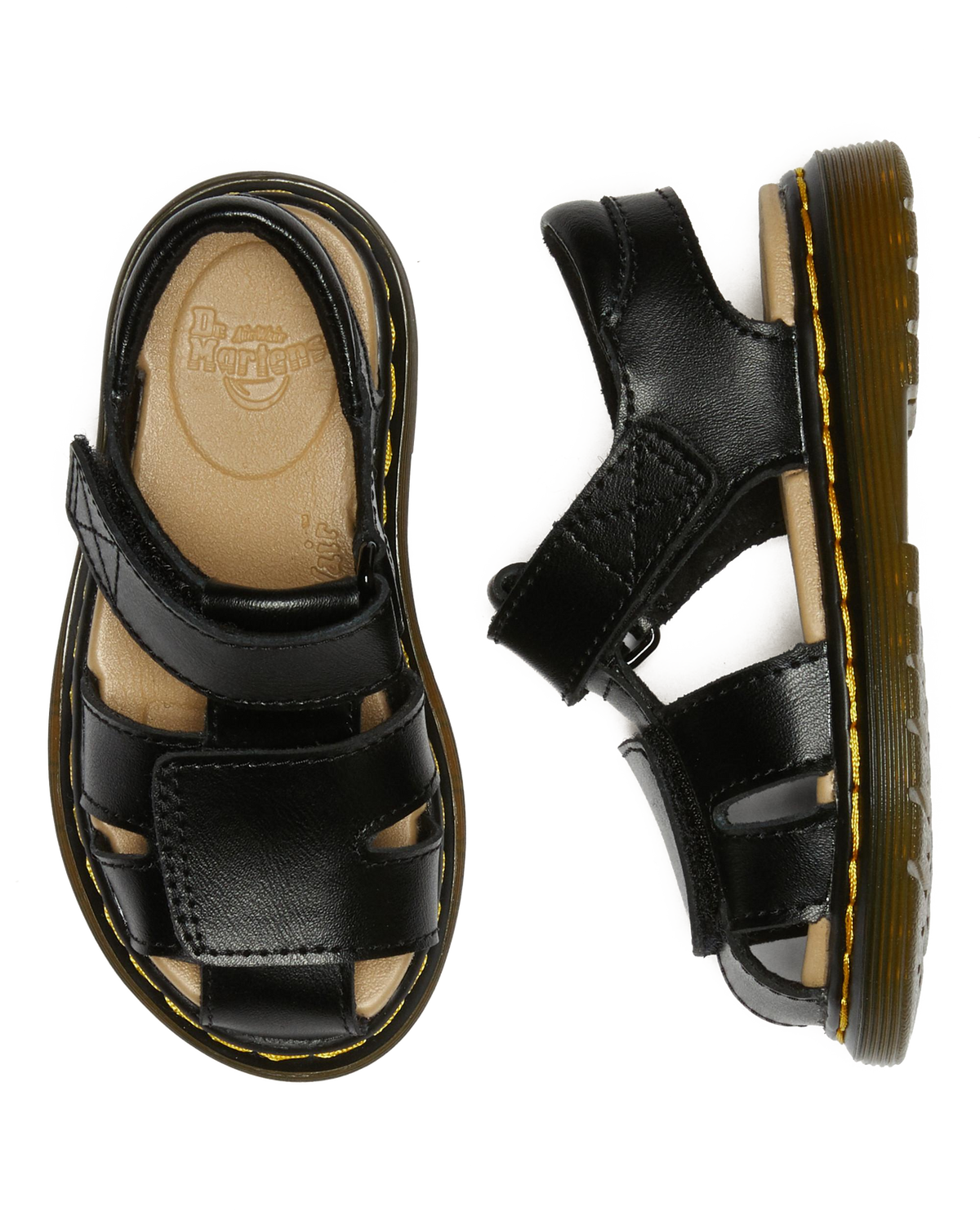 Toddler Moby II Leather Velcro Sandals in Black