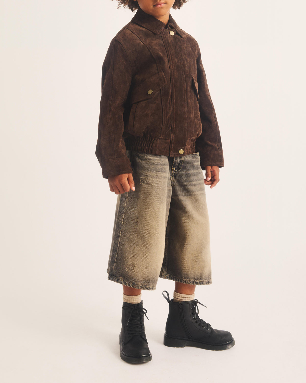 Junior 1460 Faux Fur Lined Boots in Black