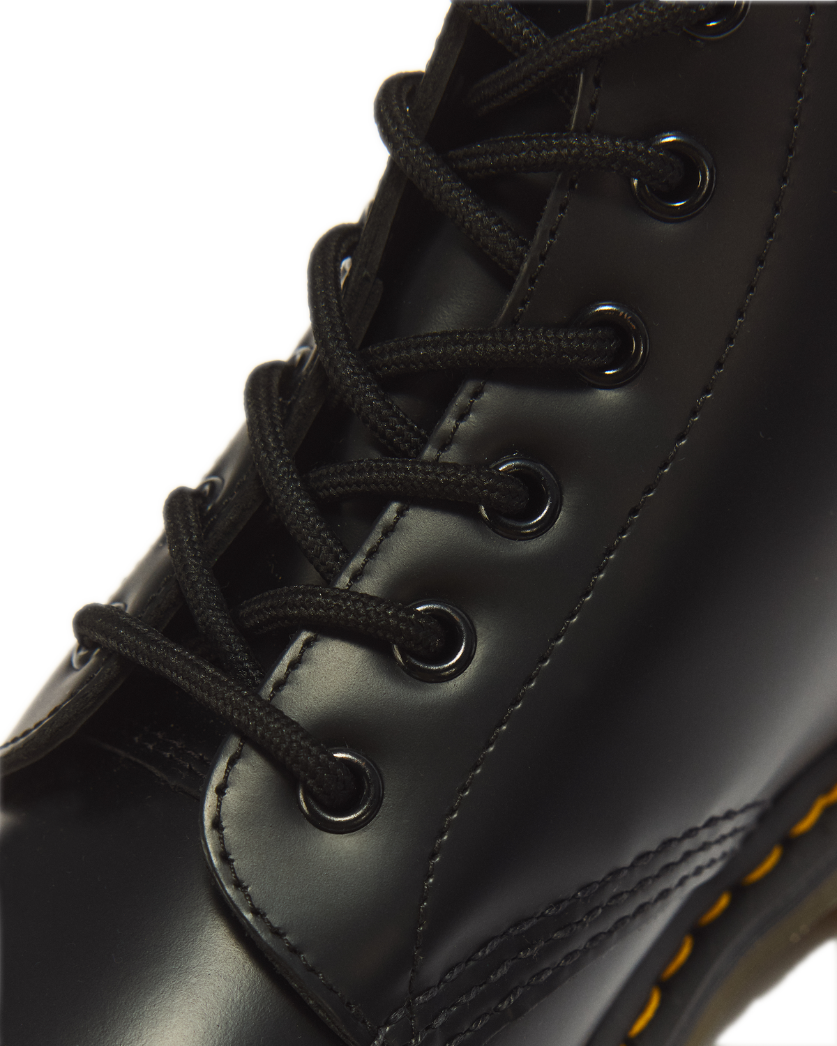 101 Yellow Stitch Smooth Leather Ankle Boots in Black